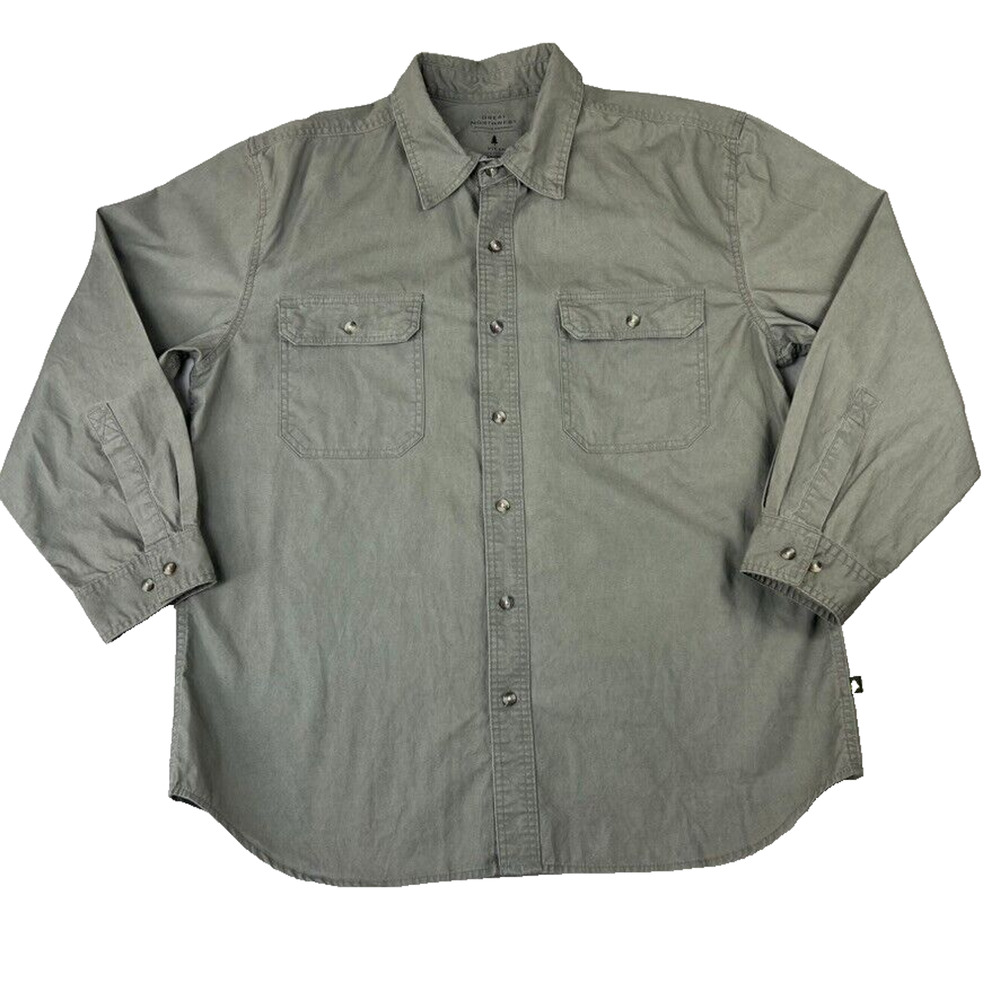 Great Northwest Clothing Company Mens Shirt XXL Gray Green Button Up Long Sleeve